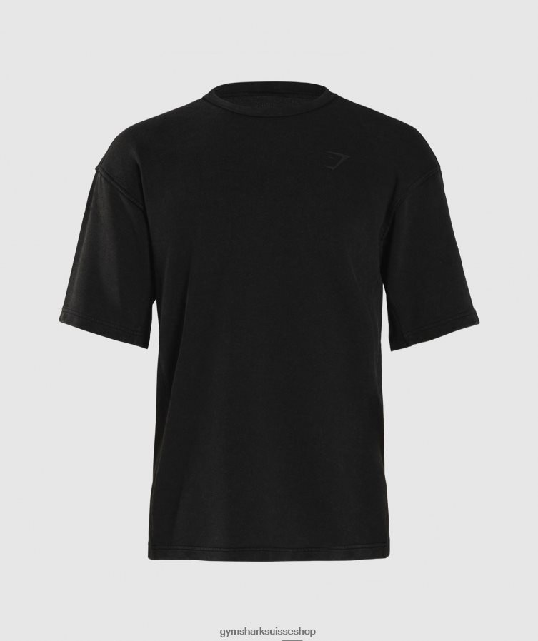 ch Gymshark Hommes Équipage à manches courtes lavé sous pression noir 02FP6T741 vêtements