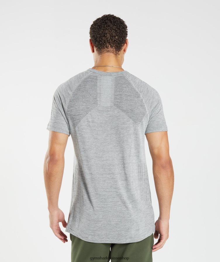 ch Gymshark Hommes reprendre le t-shirt sans couture gris clair/noir chiné 02FP6T634 vêtements