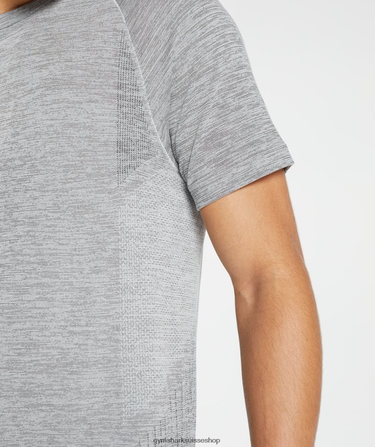 ch Gymshark Hommes reprendre le t-shirt sans couture gris clair/noir chiné 02FP6T634 vêtements
