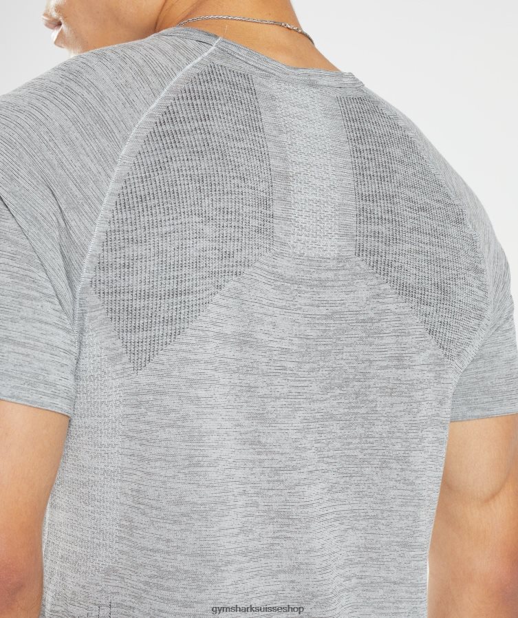 ch Gymshark Hommes reprendre le t-shirt sans couture gris clair/noir chiné 02FP6T634 vêtements