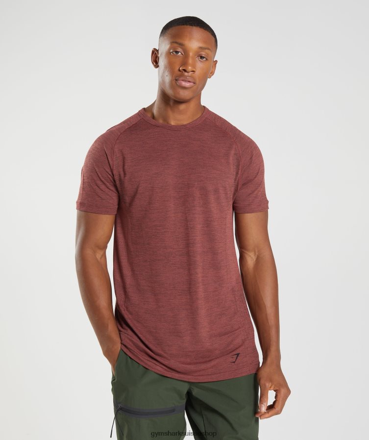 ch Gymshark Hommes reprendre le t-shirt sans couture marron rose/noir chiné 02FP6T673 vêtements