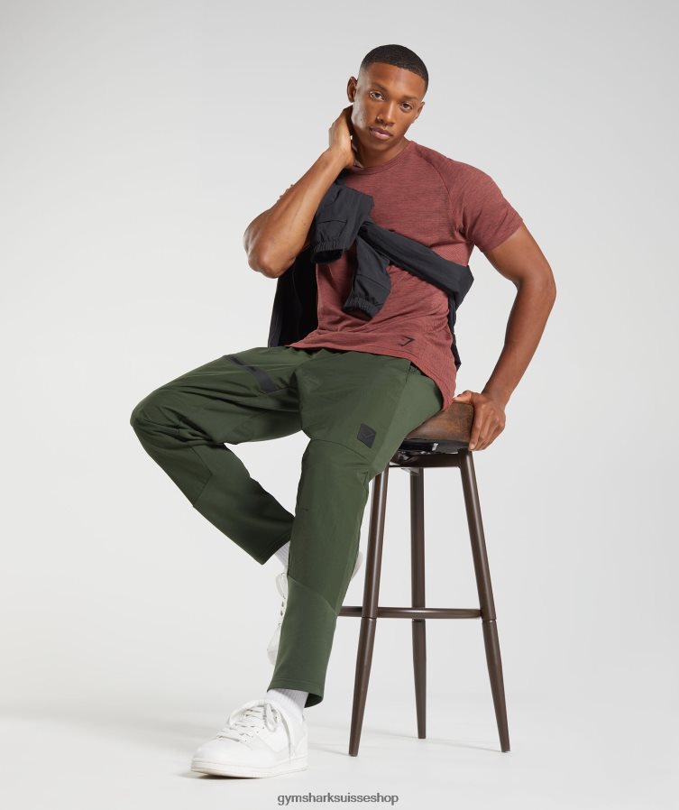 ch Gymshark Hommes reprendre le t-shirt sans couture marron rose/noir chiné 02FP6T673 vêtements