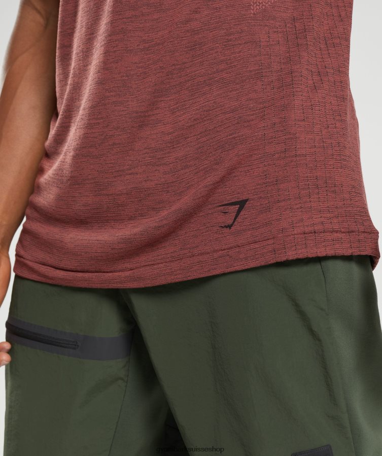 ch Gymshark Hommes reprendre le t-shirt sans couture marron rose/noir chiné 02FP6T673 vêtements