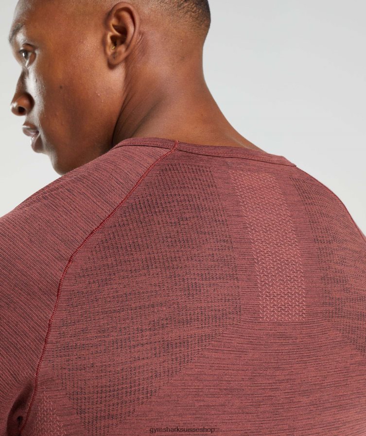 ch Gymshark Hommes reprendre le t-shirt sans couture marron rose/noir chiné 02FP6T673 vêtements