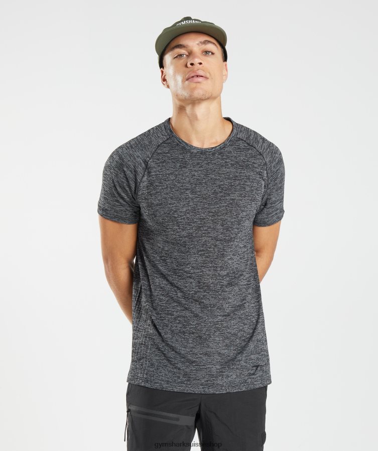 ch Gymshark Hommes reprendre le t-shirt sans couture noir/blanc chiné 02FP6T636 vêtements