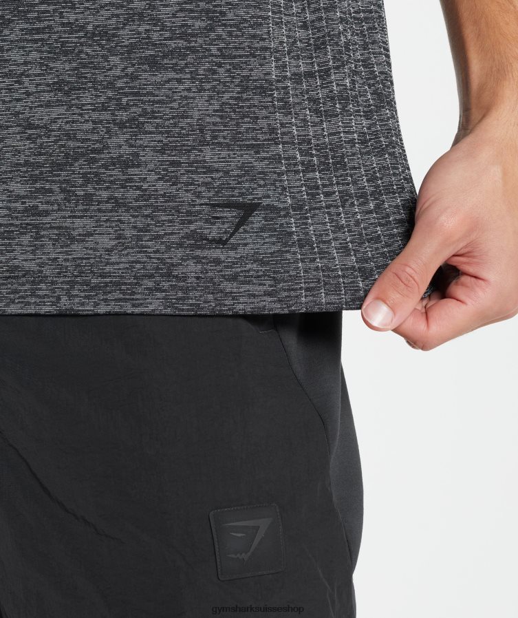 ch Gymshark Hommes reprendre le t-shirt sans couture noir/blanc chiné 02FP6T636 vêtements