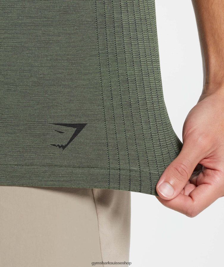 ch Gymshark Hommes reprendre le t-shirt sans couture noyau olive/noir chiné 02FP6T626 vêtements