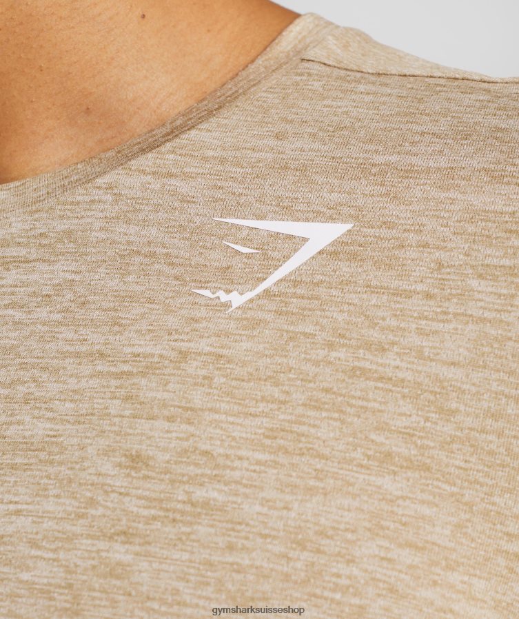 ch Gymshark Hommes t-shirt chiné arrivée brun grillé/brun camel chiné 02FP6T782 vêtements