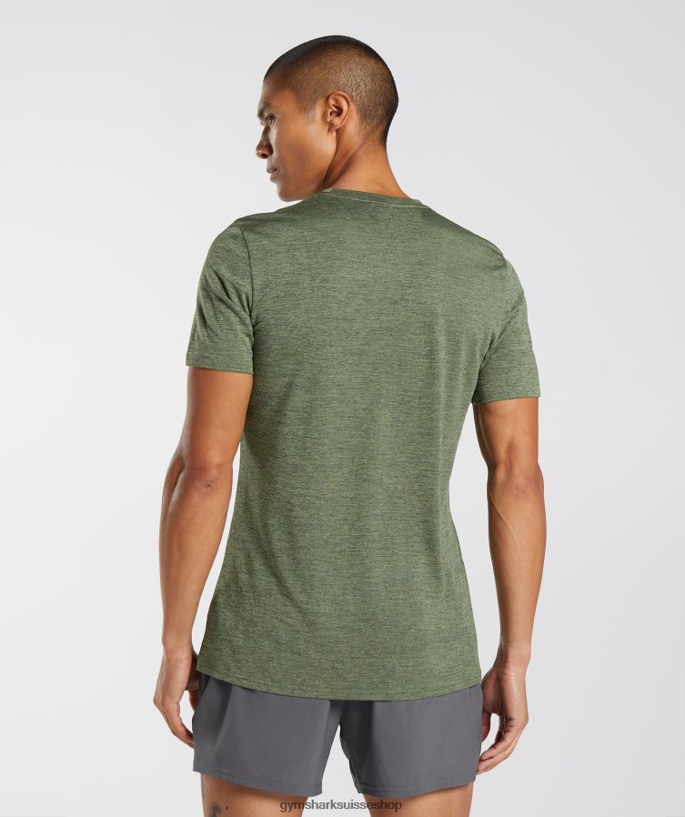 ch Gymshark Hommes t-shirt chiné arrivée olive de noyau/marne d\'olive de kalamata 02FP6T639 vêtements