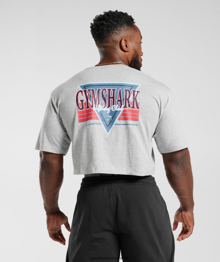ch Gymshark Hommes t-shirt court retrowave noyau gris clair chiné 02FP6T588 vêtements