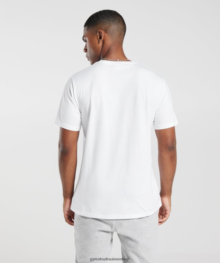 ch Gymshark Hommes t-shirt à crête blanc 02FP6T578 vêtements