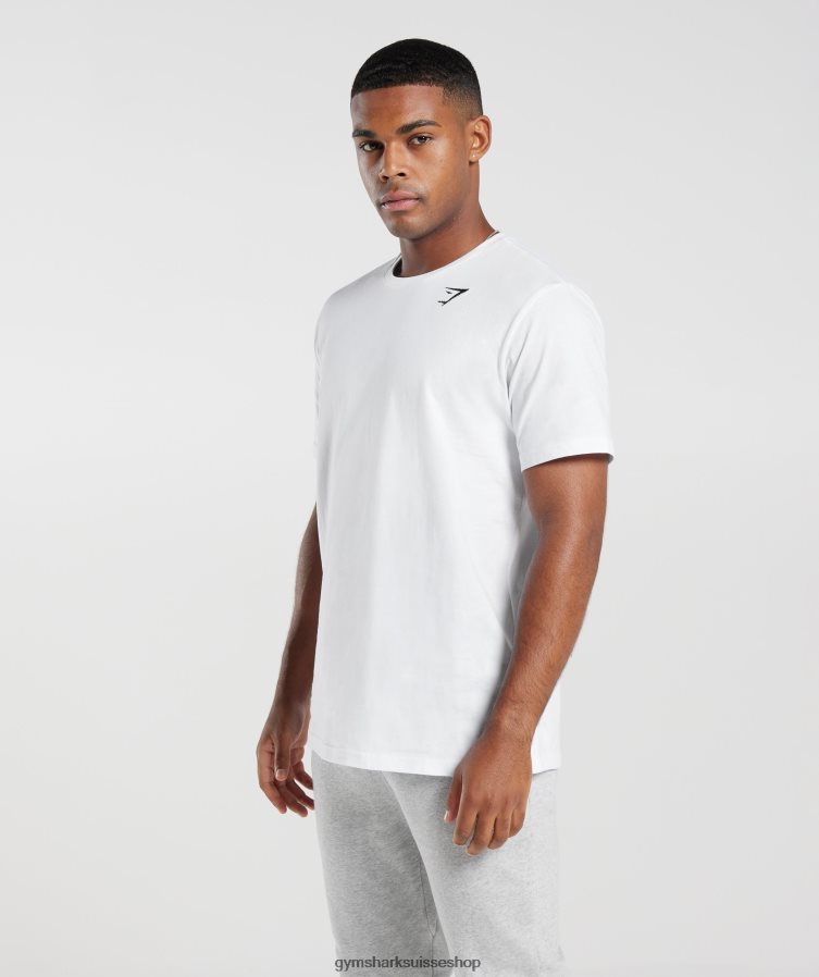 ch Gymshark Hommes t-shirt à crête blanc 02FP6T578 vêtements