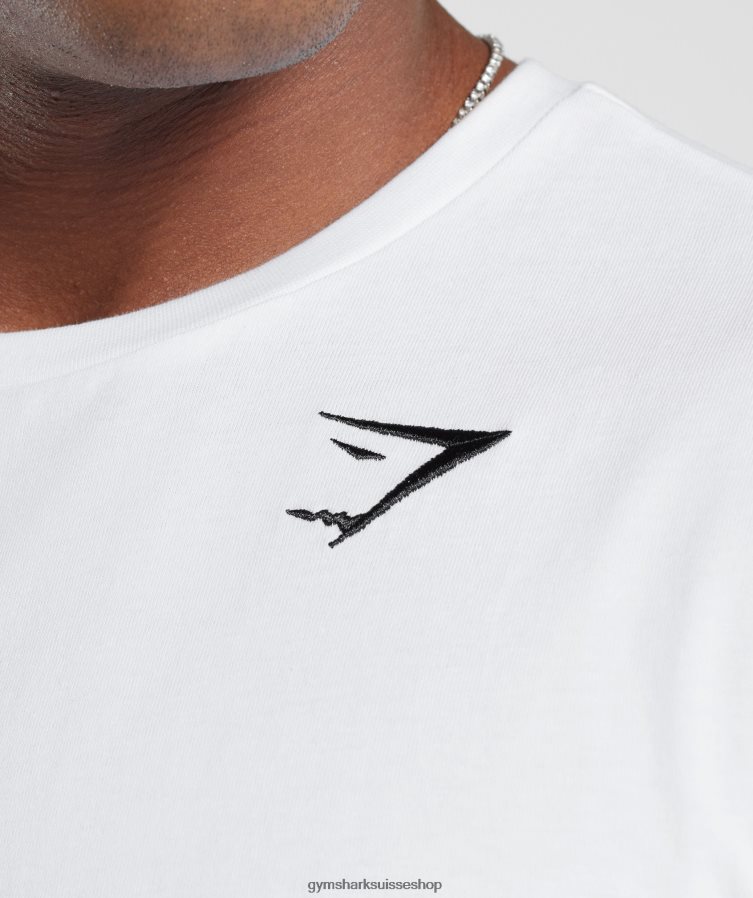 ch Gymshark Hommes t-shirt à crête blanc 02FP6T578 vêtements