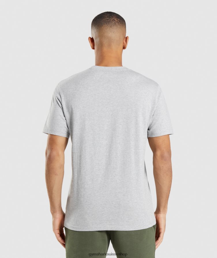ch Gymshark Hommes t-shirt à crête gris clair chiné 02FP6T582 vêtements