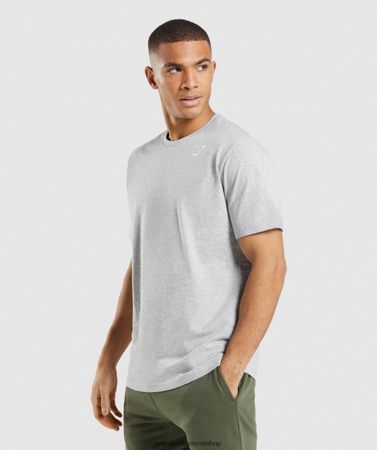 ch Gymshark Hommes t-shirt à crête gris clair chiné 02FP6T582 vêtements