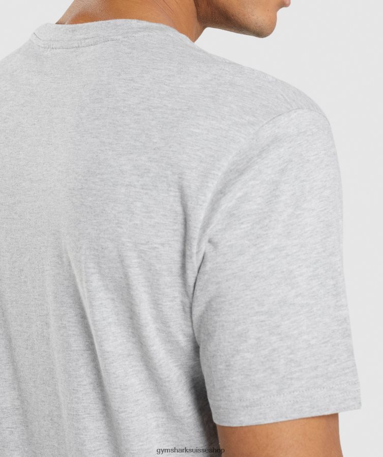 ch Gymshark Hommes t-shirt à crête gris clair chiné 02FP6T582 vêtements