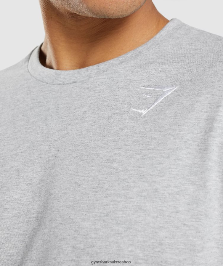 ch Gymshark Hommes t-shirt à crête gris clair chiné 02FP6T582 vêtements