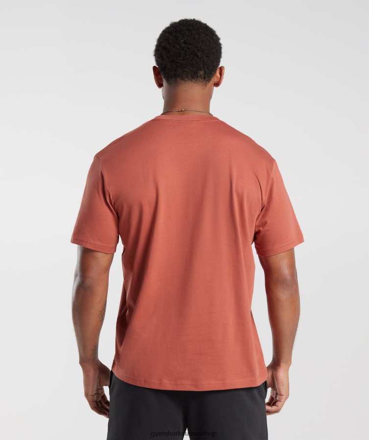 ch Gymshark Hommes t-shirt à crête kaki rouge 02FP6T770 vêtements