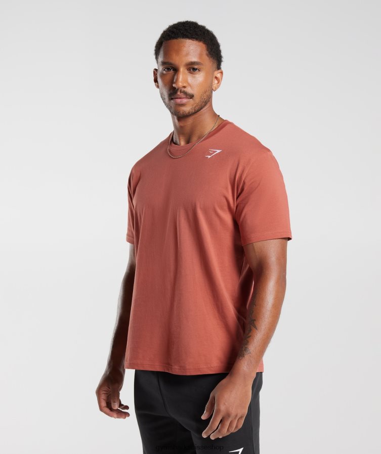 ch Gymshark Hommes t-shirt à crête kaki rouge 02FP6T770 vêtements