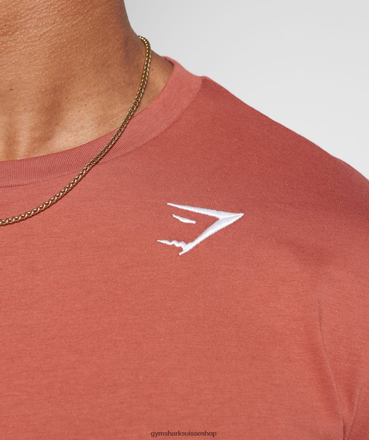 ch Gymshark Hommes t-shirt à crête kaki rouge 02FP6T770 vêtements