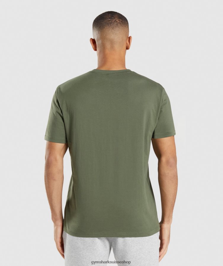 ch Gymshark Hommes t-shirt à crête noyau d\'olive 02FP6T625 vêtements