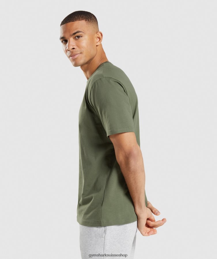 ch Gymshark Hommes t-shirt à crête noyau d\'olive 02FP6T625 vêtements