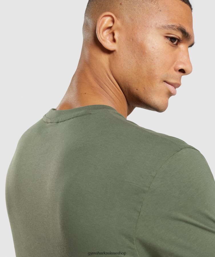 ch Gymshark Hommes t-shirt à crête noyau d\'olive 02FP6T625 vêtements