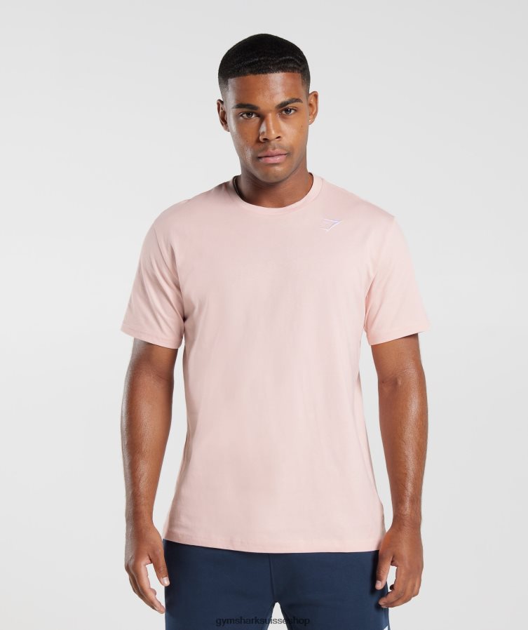 ch Gymshark Hommes t-shirt à crête rose brumeux 02FP6T680 vêtements