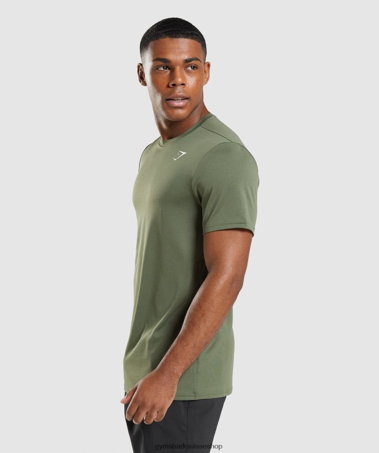 ch Gymshark Hommes t-shirt d\'arrivée noyau d\'olive 02FP6T627 vêtements