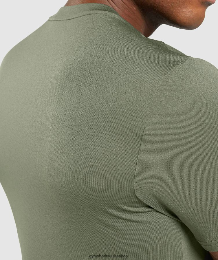 ch Gymshark Hommes t-shirt d\'arrivée noyau d\'olive 02FP6T627 vêtements