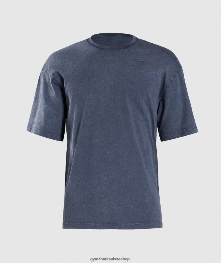 ch Gymshark Hommes t-shirt délavé à haute pression bleu du soir 02FP6T713 vêtements