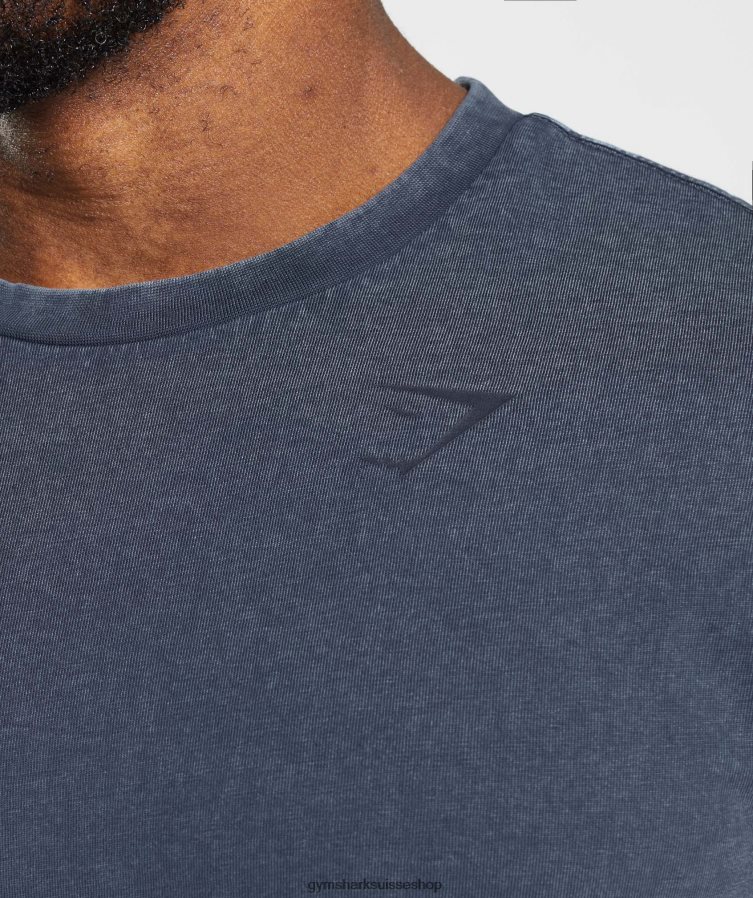 ch Gymshark Hommes t-shirt délavé à haute pression bleu du soir 02FP6T713 vêtements