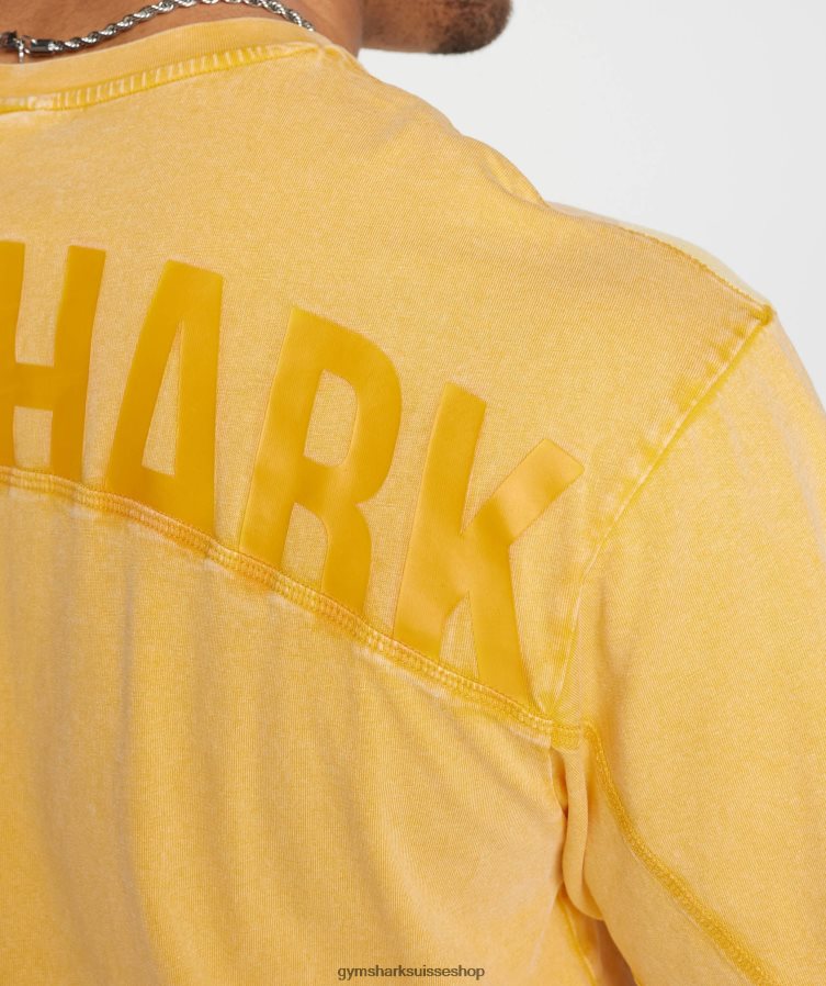 ch Gymshark Hommes t-shirt délavé à haute pression jaune ensoleillé 02FP6T694 vêtements