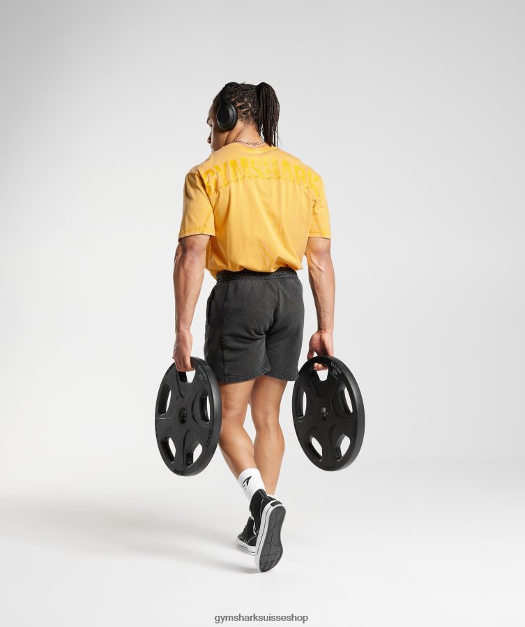 ch Gymshark Hommes t-shirt délavé à haute pression jaune ensoleillé 02FP6T694 vêtements