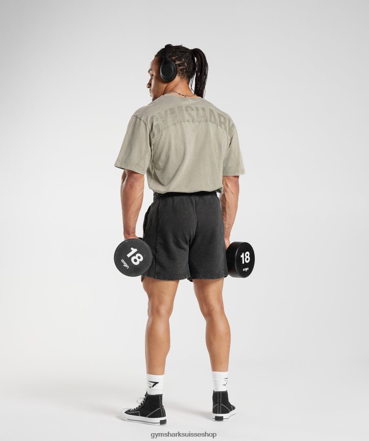 ch Gymshark Hommes t-shirt délavé à haute pression marron écru 02FP6T689 vêtements