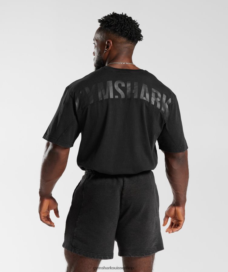 ch Gymshark Hommes t-shirt délavé à haute pression noir 02FP6T678 vêtements