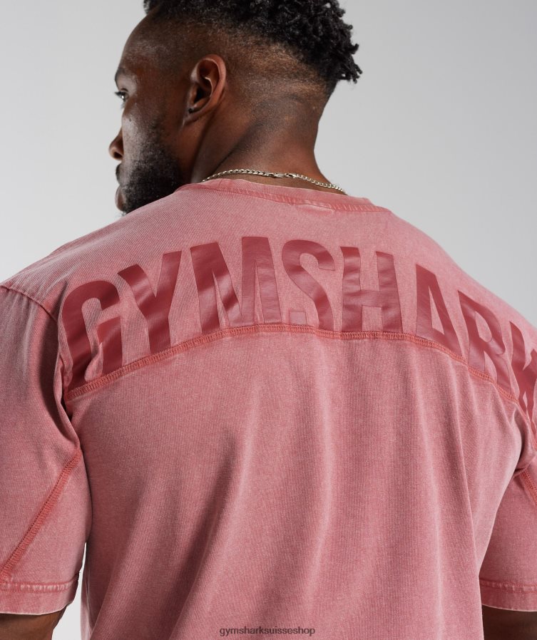 ch Gymshark Hommes t-shirt délavé à haute pression rouge séché au soleil 02FP6T664 vêtements