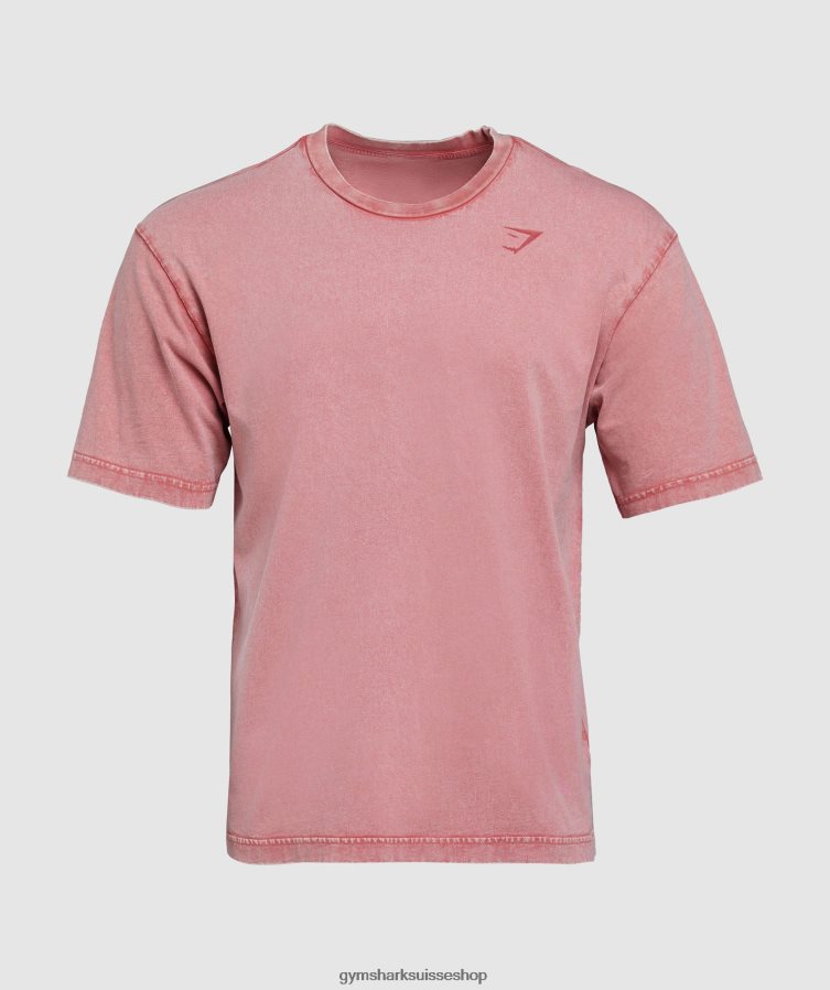 ch Gymshark Hommes t-shirt délavé à haute pression rouge séché au soleil 02FP6T664 vêtements