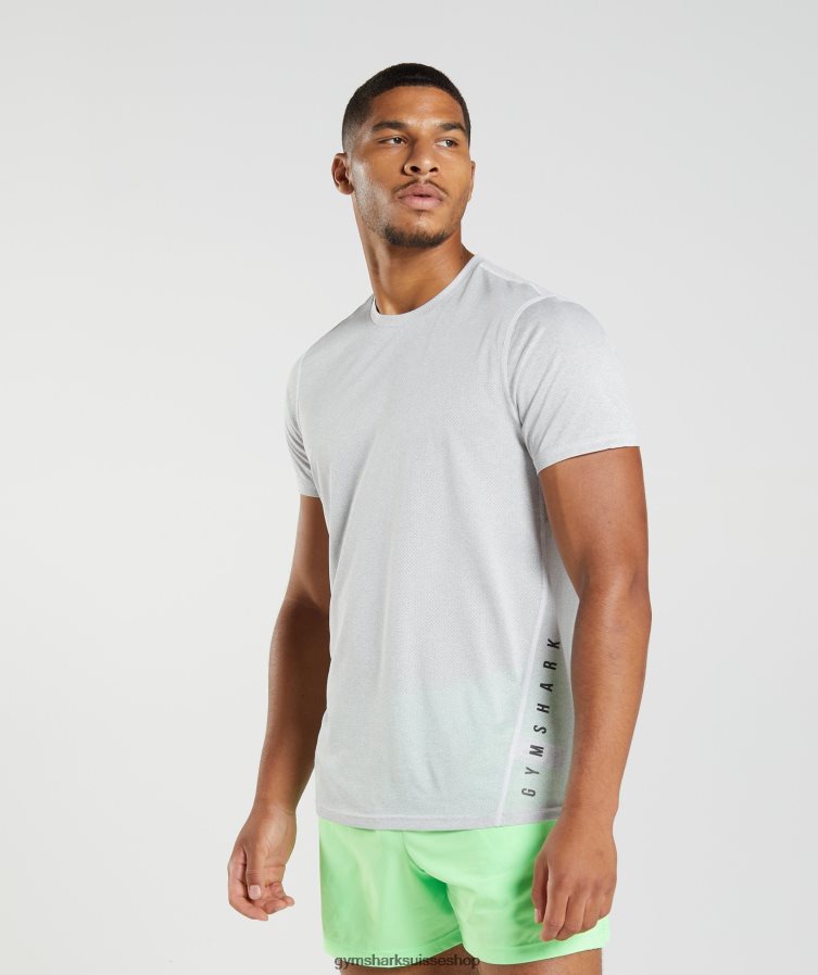 ch Gymshark Hommes t-shirt de sport blanc/gris fumé chiné 02FP6T756 vêtements