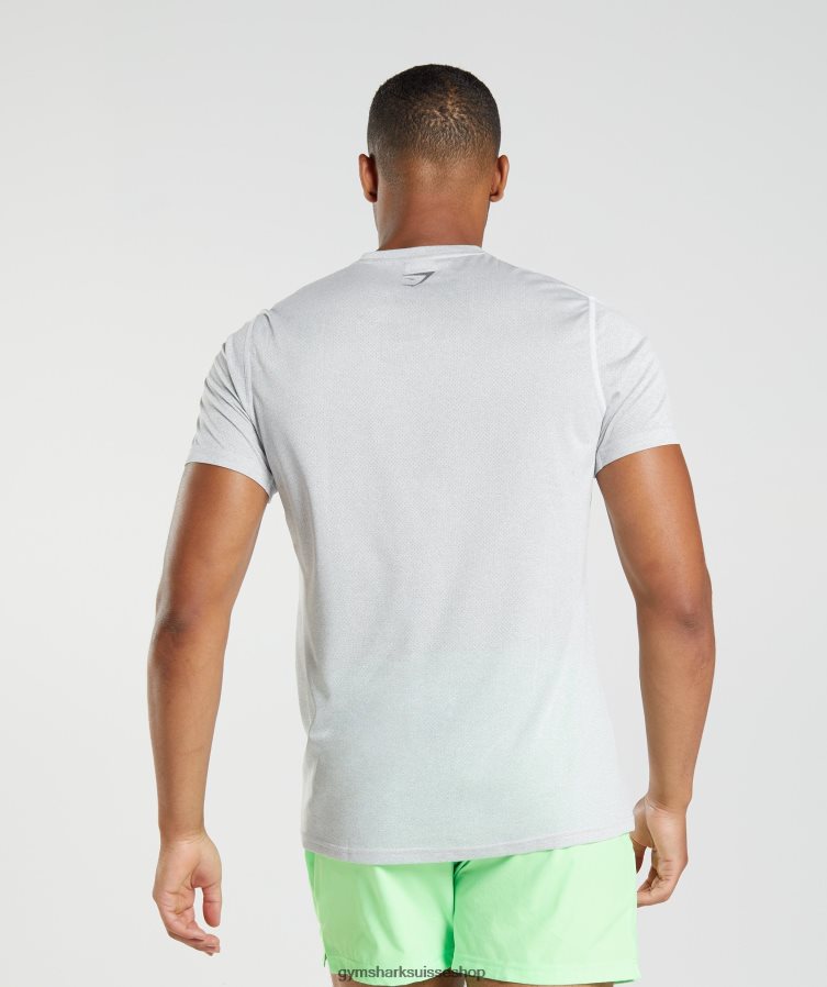 ch Gymshark Hommes t-shirt de sport blanc/gris fumé chiné 02FP6T756 vêtements