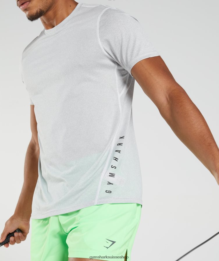 ch Gymshark Hommes t-shirt de sport blanc/gris fumé chiné 02FP6T756 vêtements