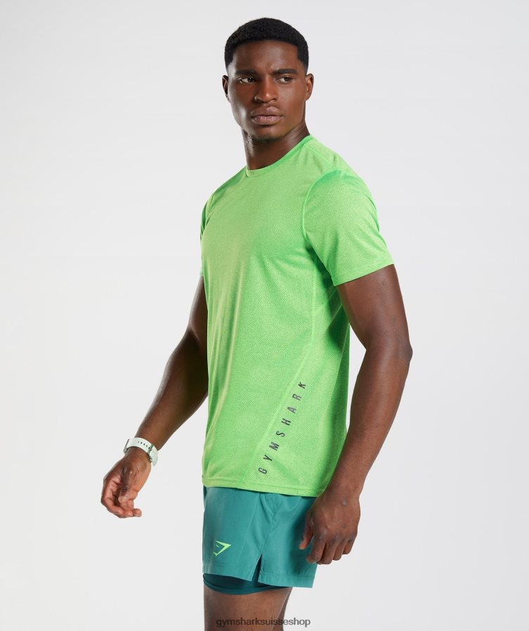 ch Gymshark Hommes t-shirt de sport citron vert fluo/noir chiné 02FP6T704 vêtements