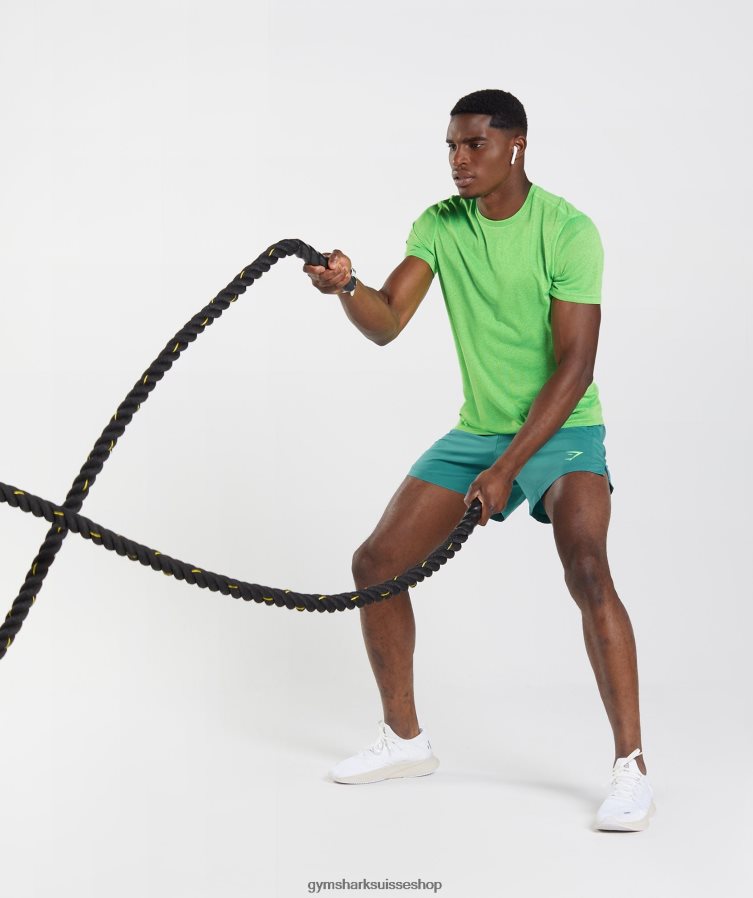 ch Gymshark Hommes t-shirt de sport citron vert fluo/noir chiné 02FP6T704 vêtements