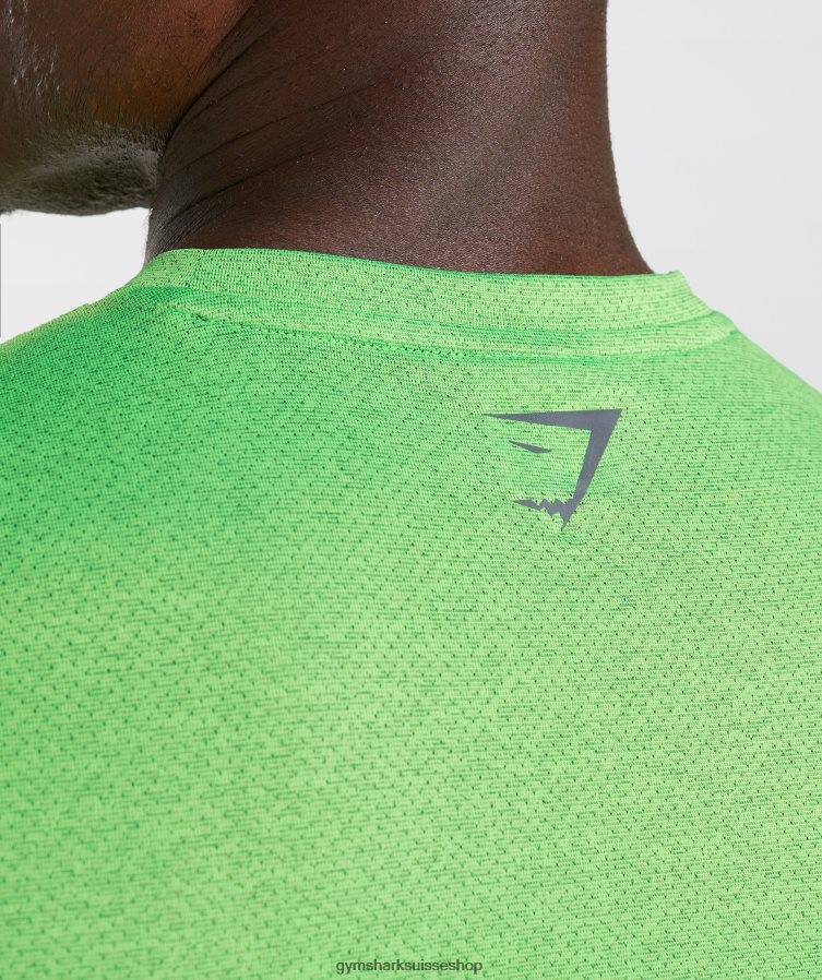 ch Gymshark Hommes t-shirt de sport citron vert fluo/noir chiné 02FP6T704 vêtements