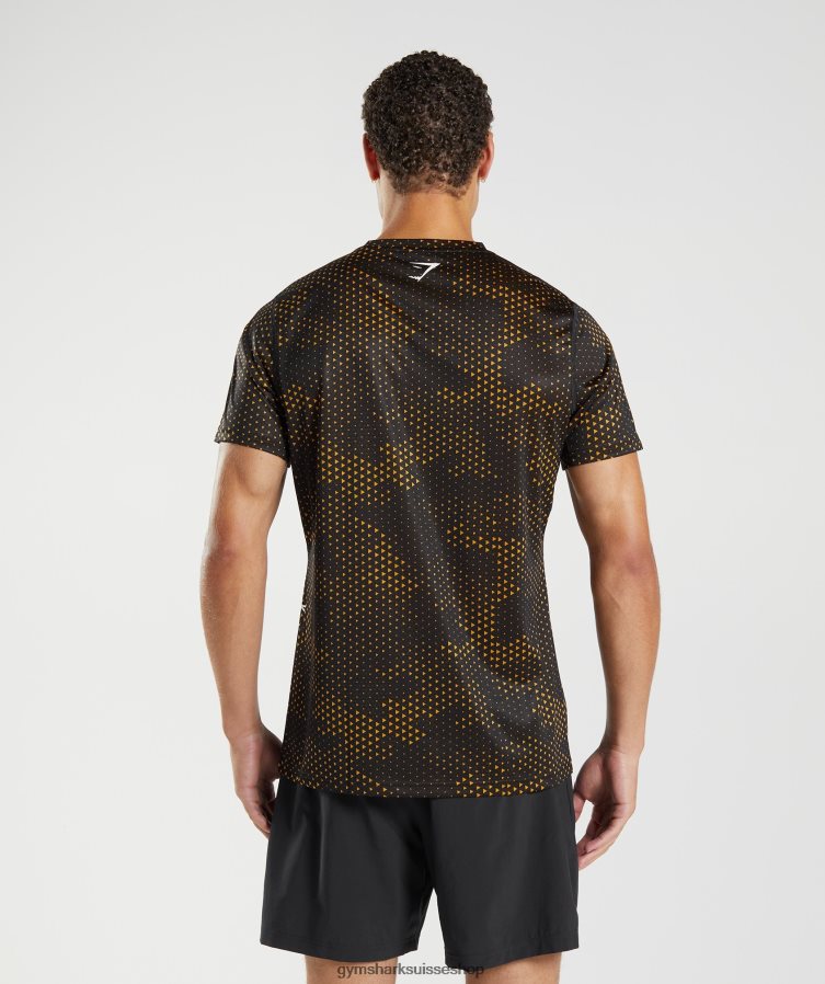 ch Gymshark Hommes t-shirt de sport imprimé jaune curcuma 02FP6T692 vêtements