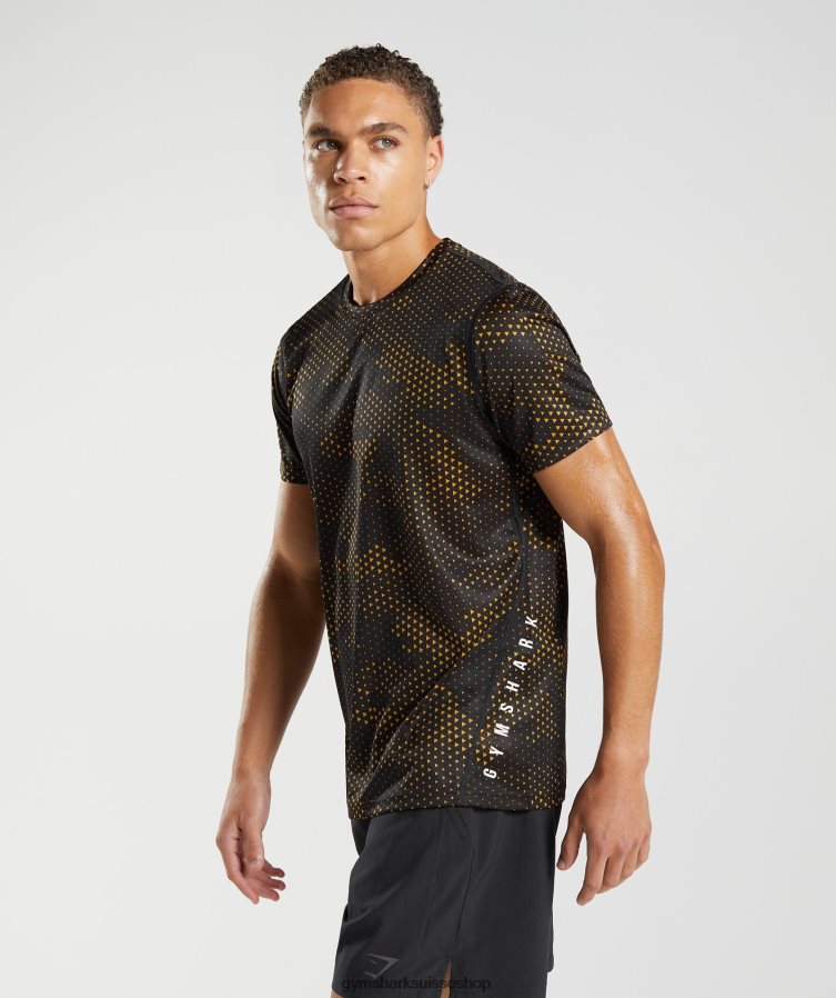 ch Gymshark Hommes t-shirt de sport imprimé jaune curcuma 02FP6T692 vêtements