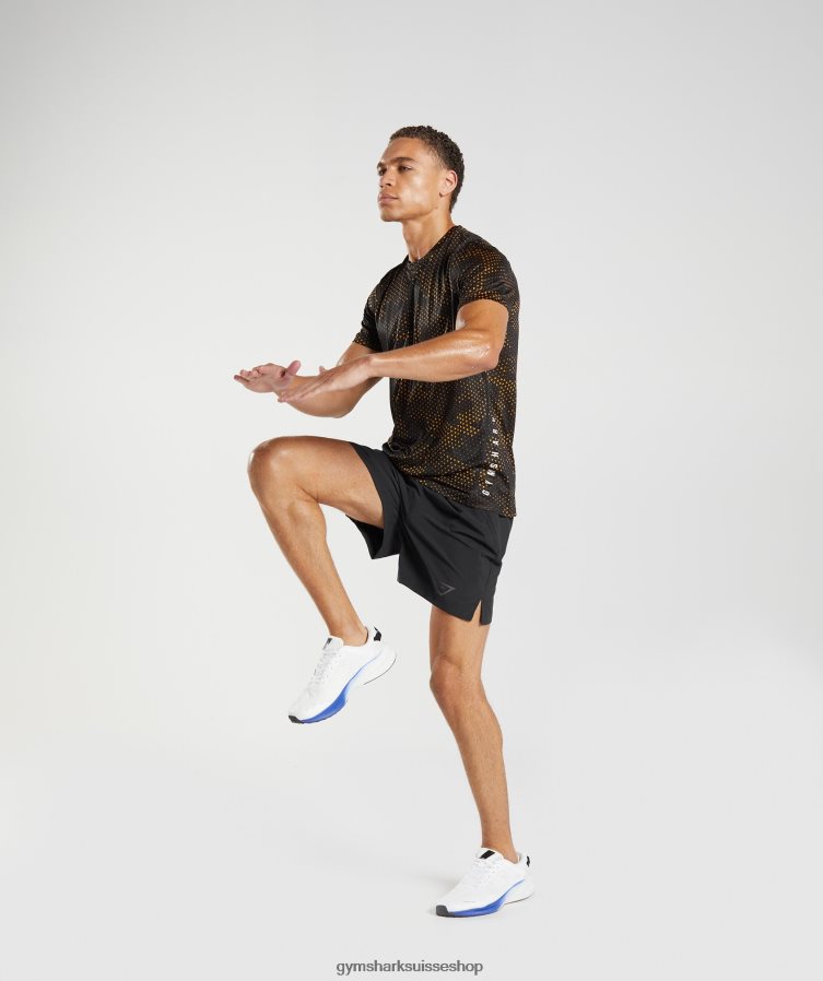 ch Gymshark Hommes t-shirt de sport imprimé jaune curcuma 02FP6T692 vêtements