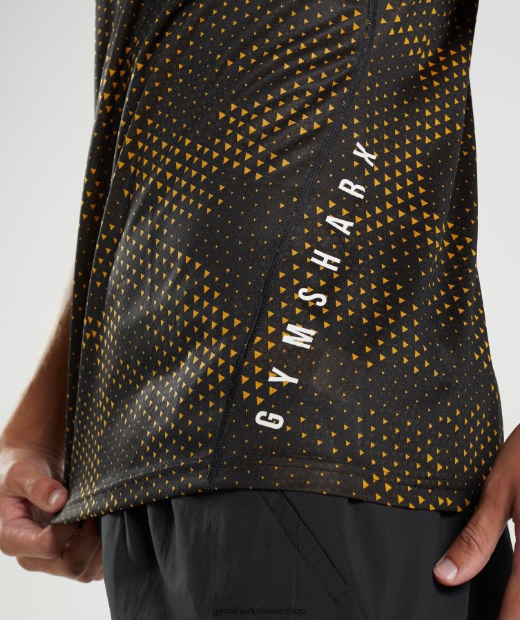 ch Gymshark Hommes t-shirt de sport imprimé jaune curcuma 02FP6T692 vêtements