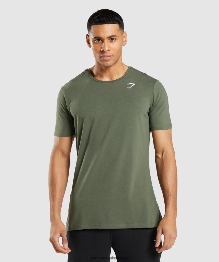 ch Gymshark Hommes t-shirt essentiel noyau d'olive 02FP6T656 vêtements