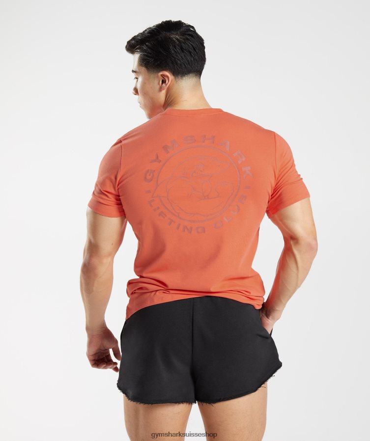 ch Gymshark Hommes t-shirt héritage orange aérospatiale 02FP6T765 vêtements